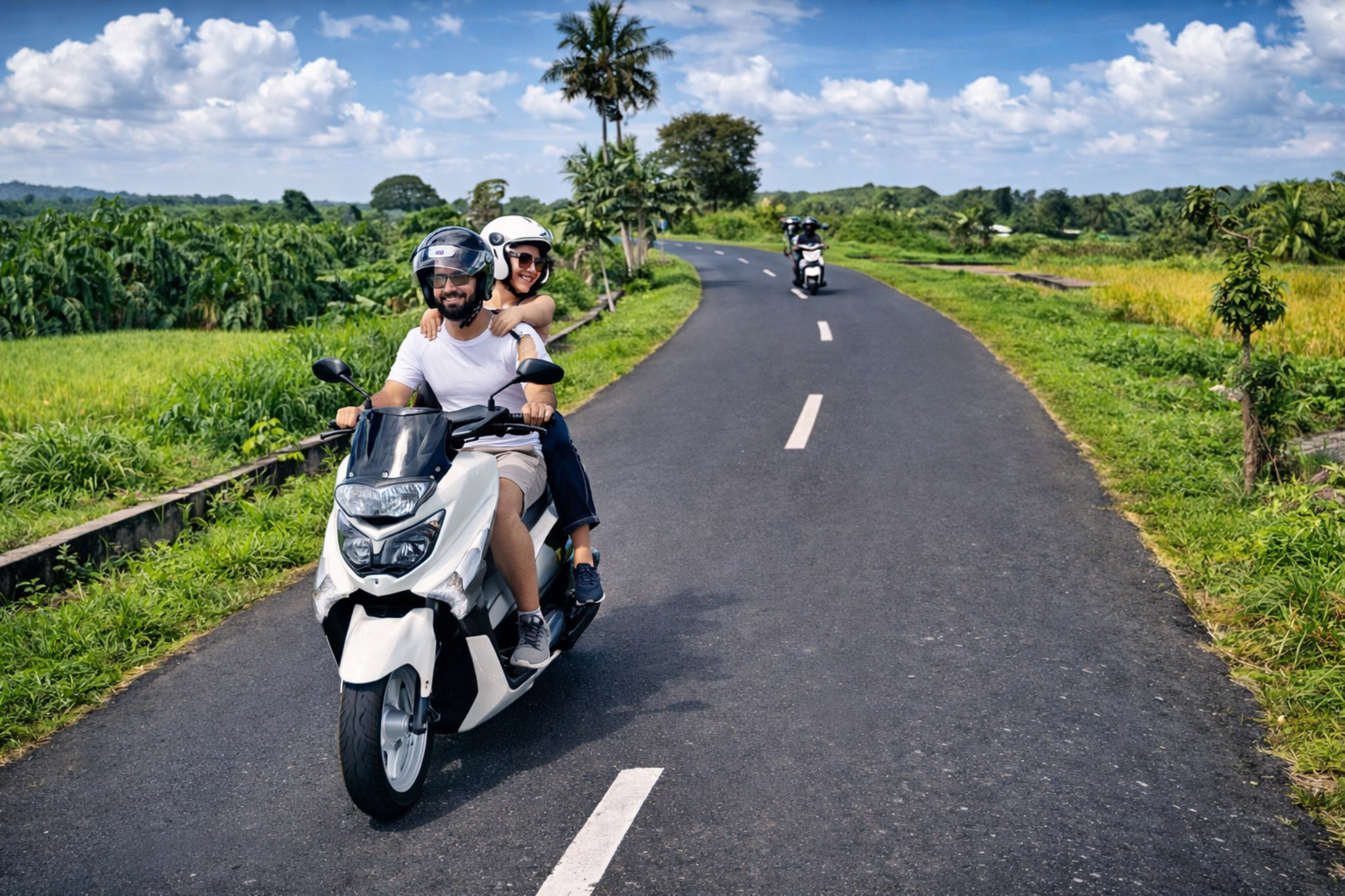 Motorbike tour Bali rice fields